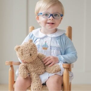 White Baby Romper with Cupcake Embroidery